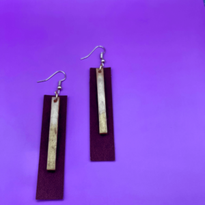 Faux Leather Rectangular Earrings