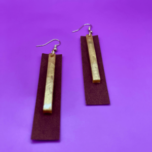 Faux Leather Rectangular Earrings